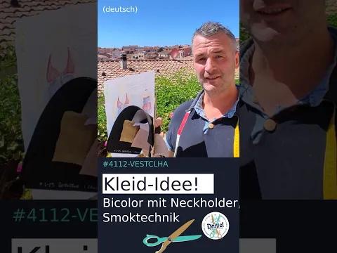 Kleid-Idee: Ãrmelfreies Neckholder-Kleid, Bi-Color mit Smoktechnik und raffinierten Stickereien [DE]